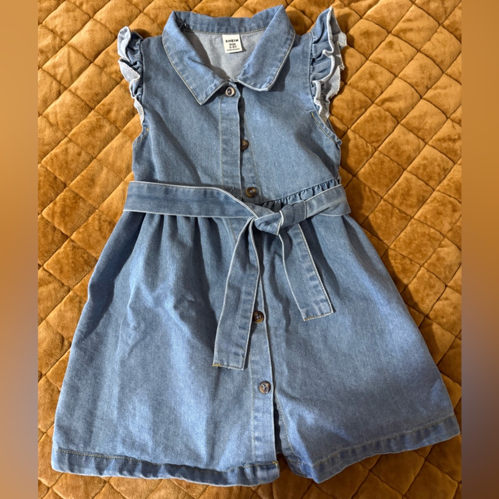 SHEIN Light Blue Denim Kids Dress